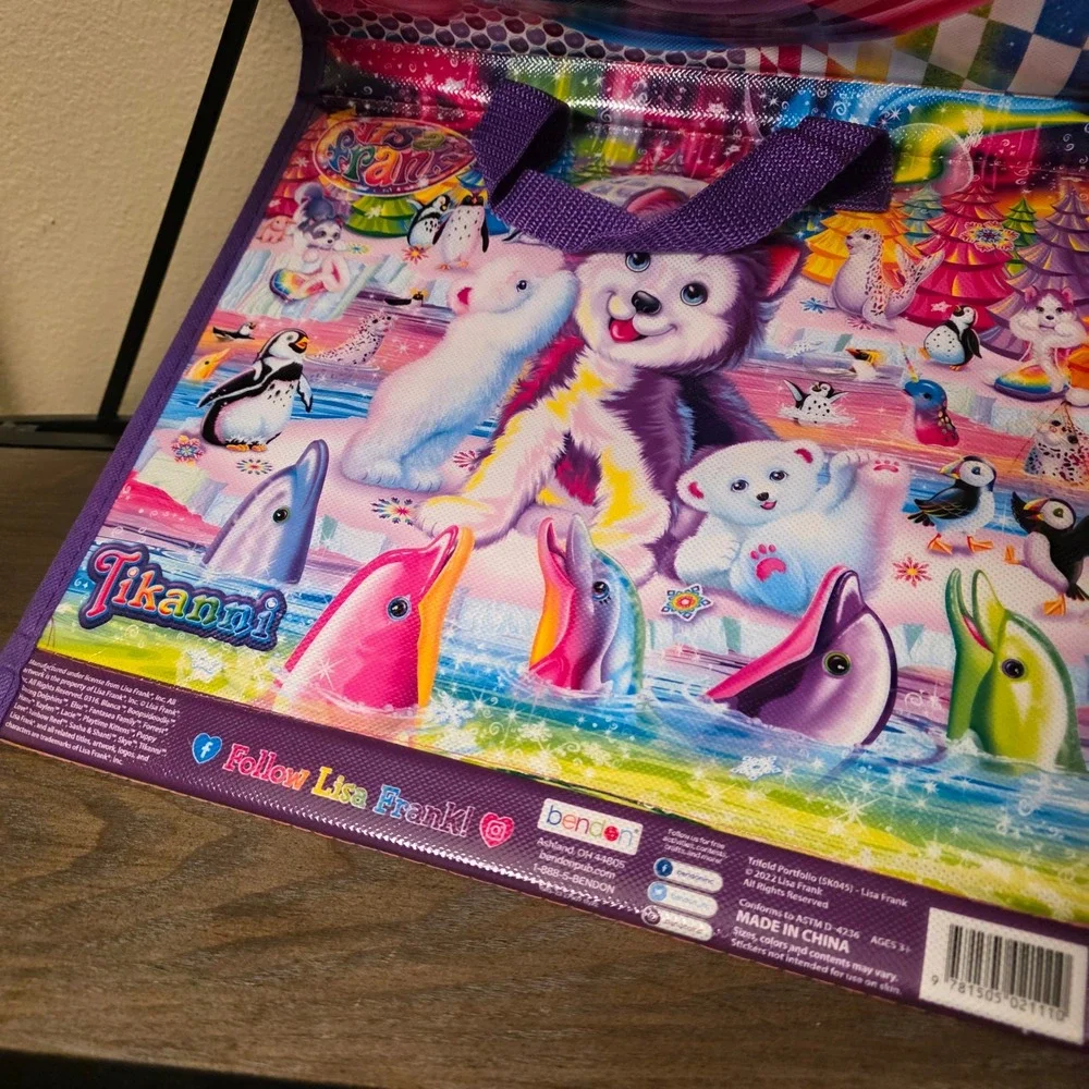 Lisa‎ Frank Portfolio Organizer Folder Animals Rainbow Vintage Style